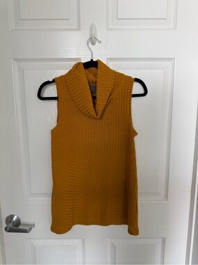 Sleeveless Cowl Neck Sweater Tunic in Mustard from anthro